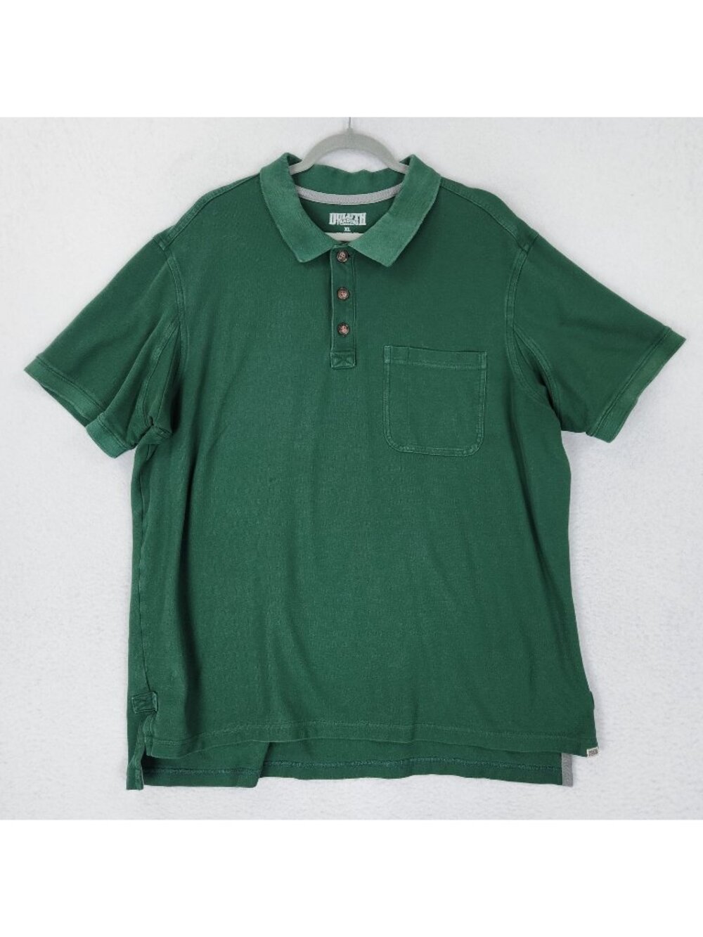 Duluth Trading Shirt Mens XL Green Short Sleeve Relaxed Cotton Pocket No Polo